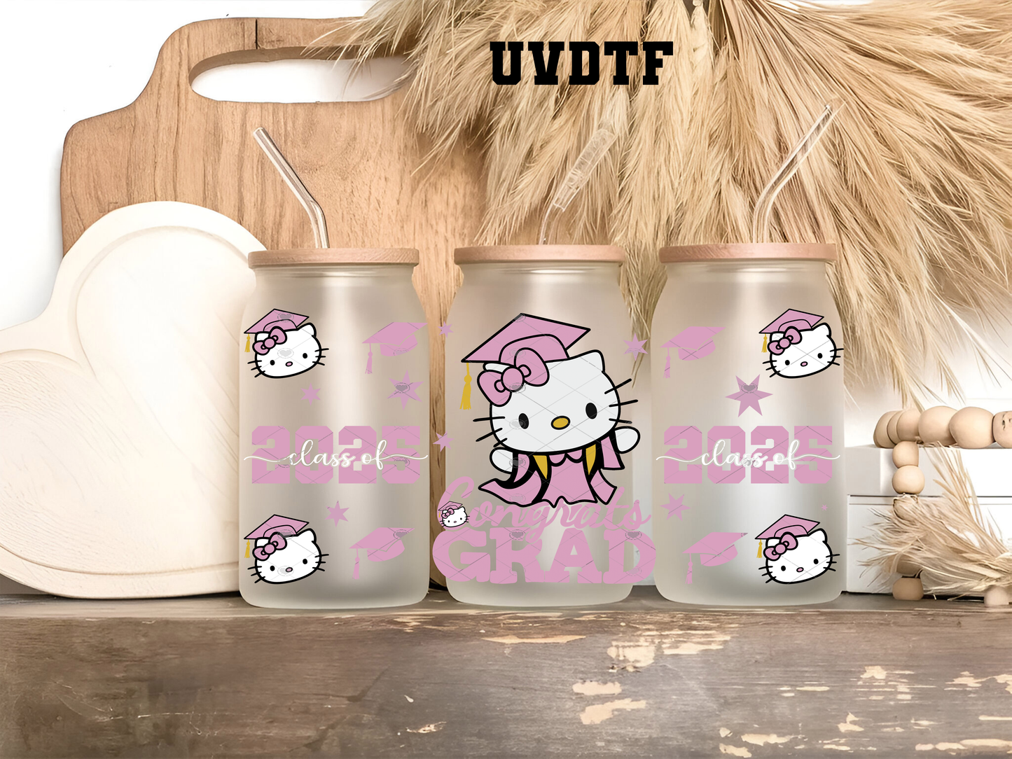 UVDTF 2025🎓✨ ¡Celebra la graduación con estilo! ✨🎓💜 Diseño adorable con temática de GATITA graduada