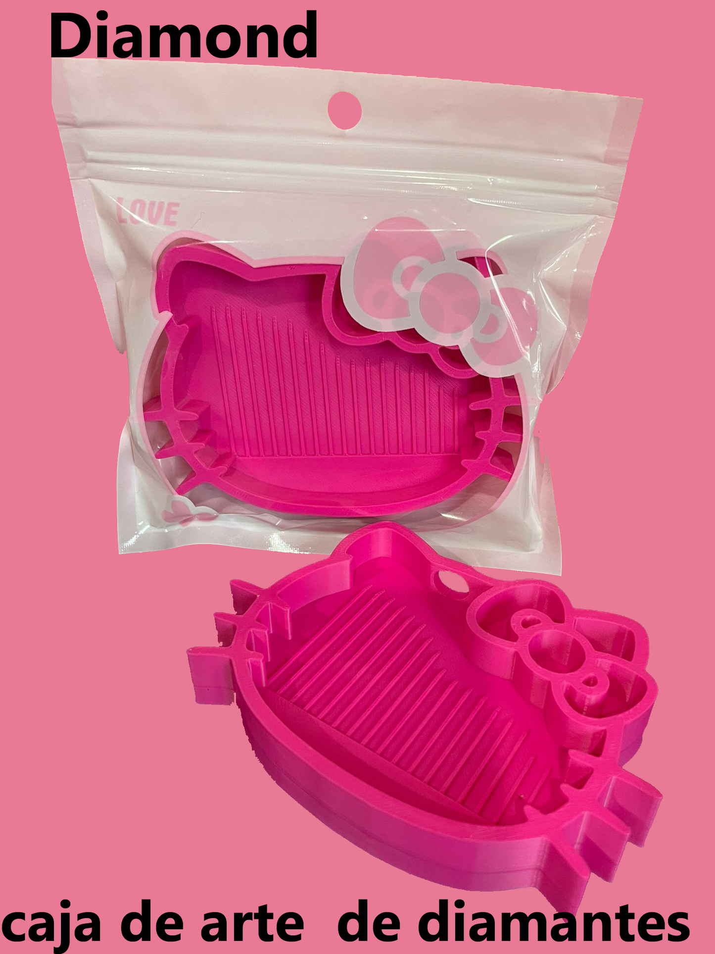 Diamond-caja para diamantes de gatita en color rosa