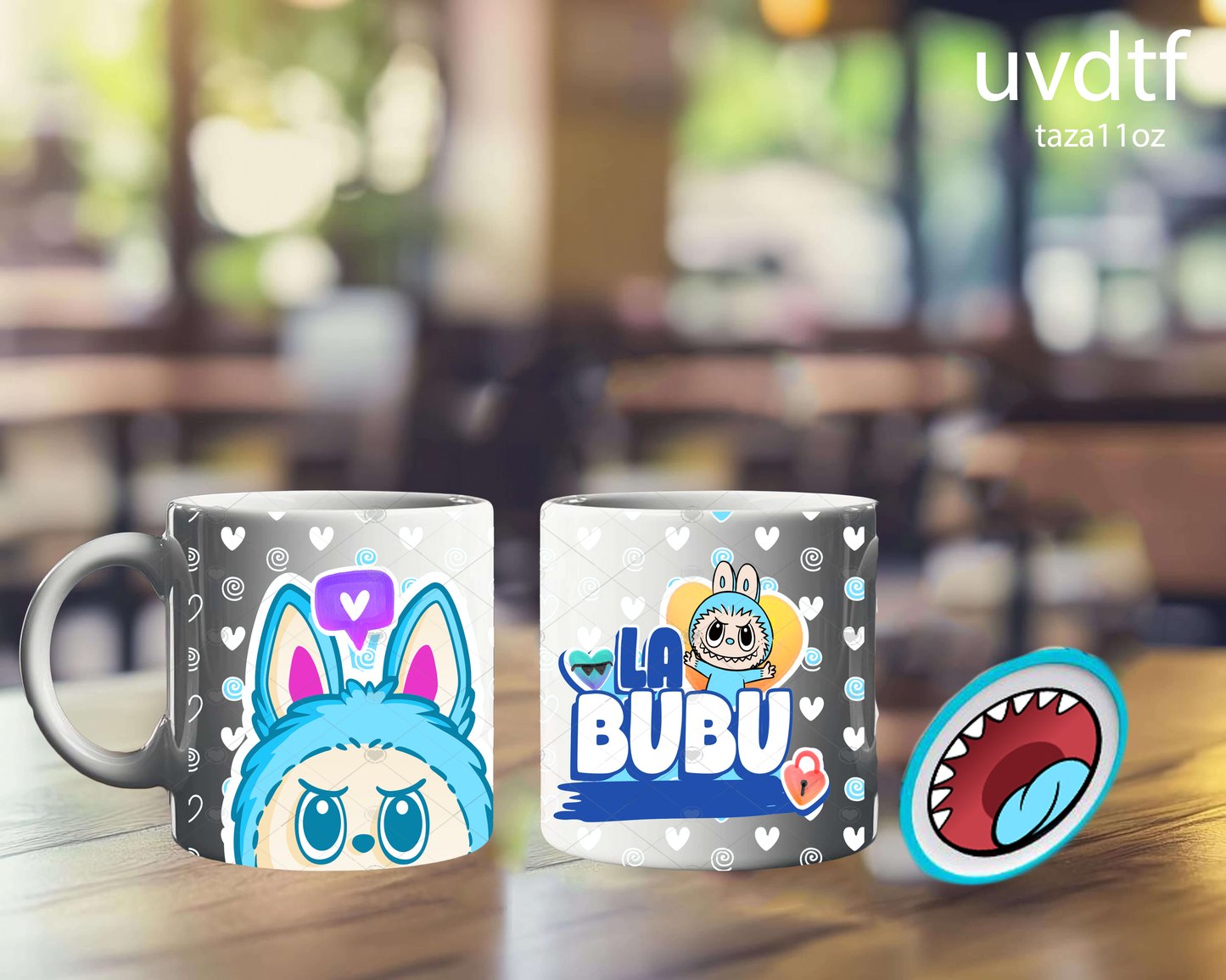🧸☕ Diseño UVDTF "La Bubu" – Taza 11 oz