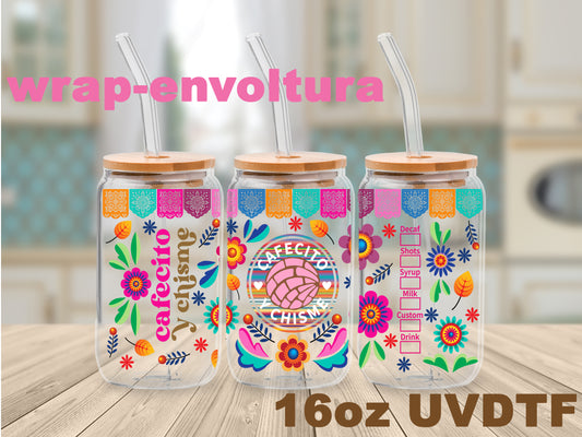 Cafecito y Chisme Colores uvdtf wrap/envoltura