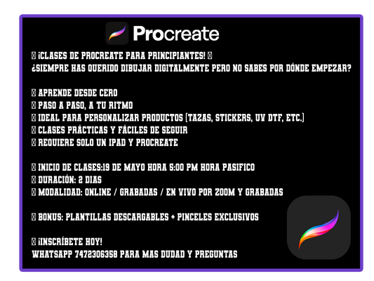 🖌️ ¡CLASES DE PROCREATE PARA PRINCIPIANTES! 🎨 PROXIMA CLASE 23 DE JUNIO
